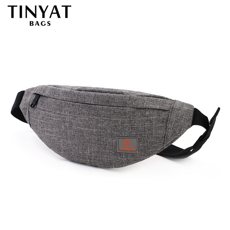 TINYAT Male Men Waist Bag Pack Casual Functional Money Phone Belt Bag Women Bag for Belt Canvas Hip Bag Fanny Pouch Banana bags