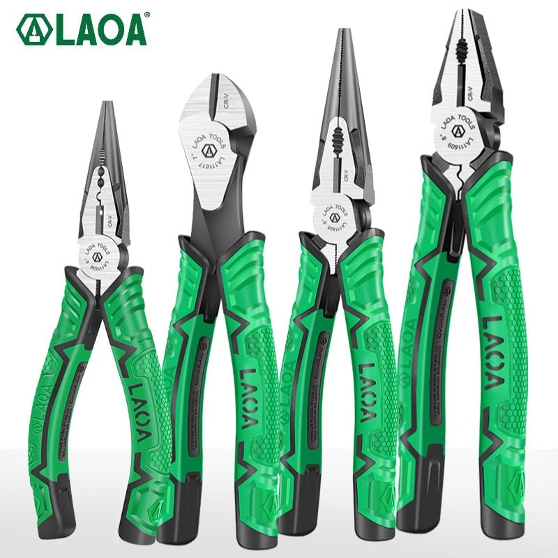 LAOA Multifunction Pliers Set CR-V Fishing Pliers European Eccentric Labor-saving Needle Nose Pliers Diagonal Nippers Wire Cut