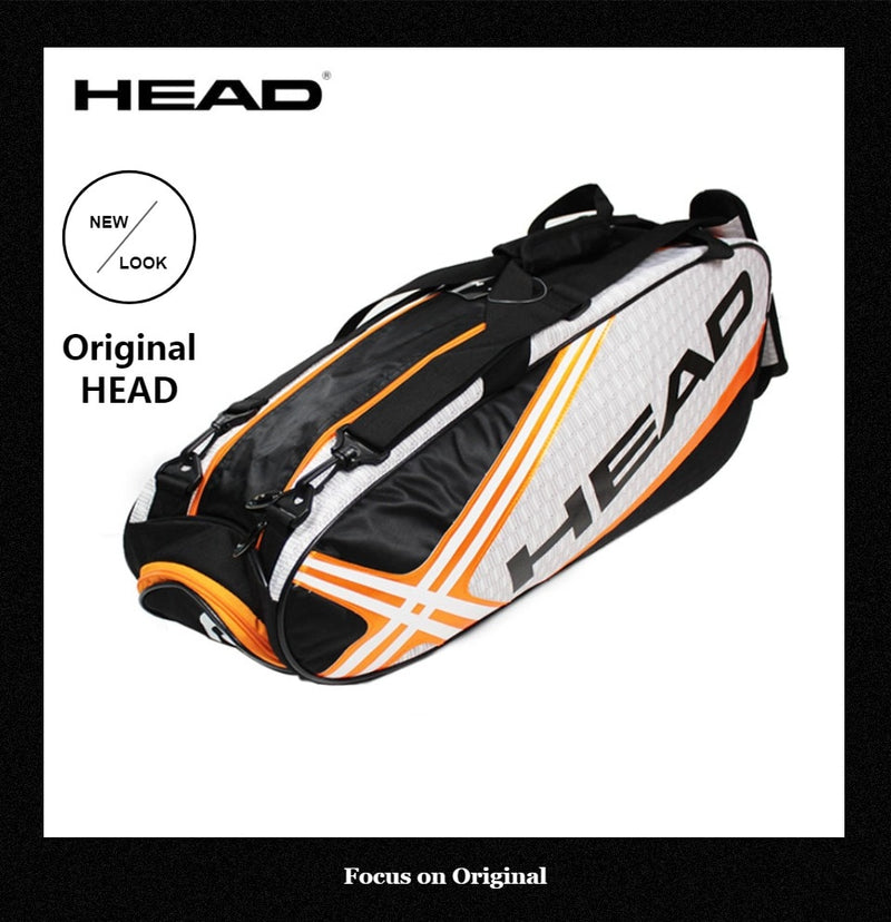 HEAD Tennis Bag Mens Tennis Racket Large Sport Bag Outdoor Gym Badminton Backpack 4-9 Racquet Sports Bag With Handle Waterproof