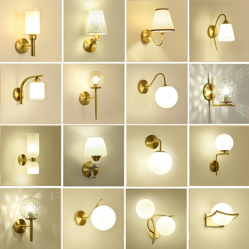 Modern Led Light Gold Glass Ball Wall Lamp Living Room Bathroom Bedroom Bedside Entrance Porch Indoor Lighting Decoration Lamp