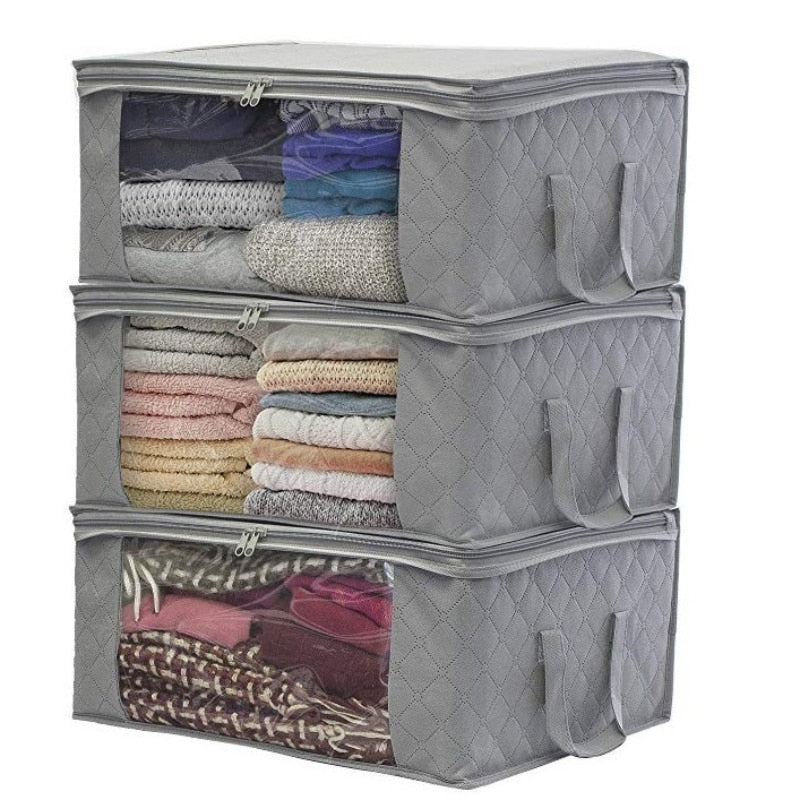 1PCS Large Storage Box Storage Bag with Zipper Transparent Folding Organizer Bedroom Shelf Visible Wardrobe Storage organizer