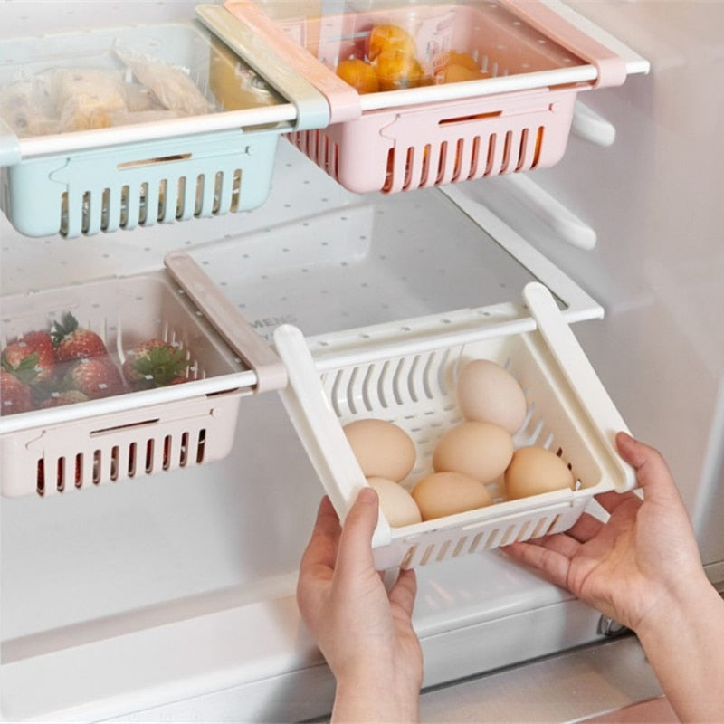 1pcs Refrigerator Organizer Retractable Multifunctional Sundries Sorting Shelf Fresh Divider Layer Shelf Kitchen Storage