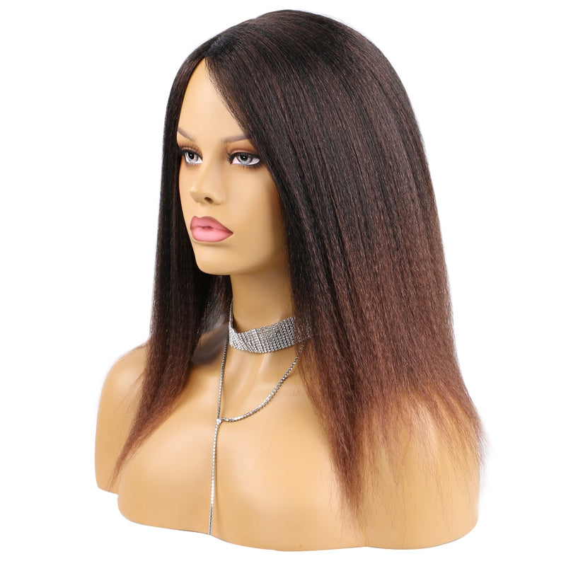14 Inch Synthetic Yaki Hair Wig Natural Soft Afro Kinky Straight Hair Wigs For African Women Wigs Daily Use
