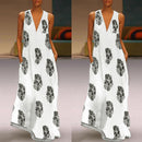 WYWMY Woman Maxi Dress Sexy Deep V-Neck Backless Hollow High Split Print Bohemian Beach Long Dress For Women Cross LaceUp