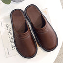 Luxury Cow Split Leather Handmade Men Home Slippers Slip On Soft Comfortable Black Brown Bedroom Indoor Flat Men Shoes