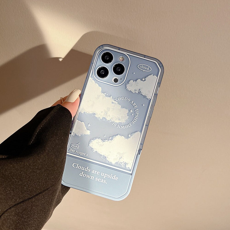 Clear sky Bracket Phone Case For iPhone 13 12 11 Pro Xs Max X Xr 7 8 Plus Se2 Se3 Soft Silicone Stand Holder Cover Funda