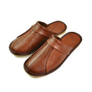 Luxury Cow Split Leather Handmade Men Home Slippers Slip On Soft Comfortable Black Brown Bedroom Indoor Flat Men Shoes