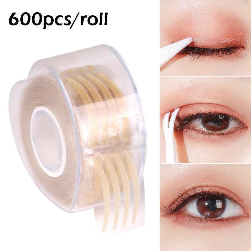 600pcs Invisible Eyelid Sticker Clear Beige Double Eyelid Tape Stripe Thin Wide Fold Self Adhesive Eyes Stickers Makeup Tools