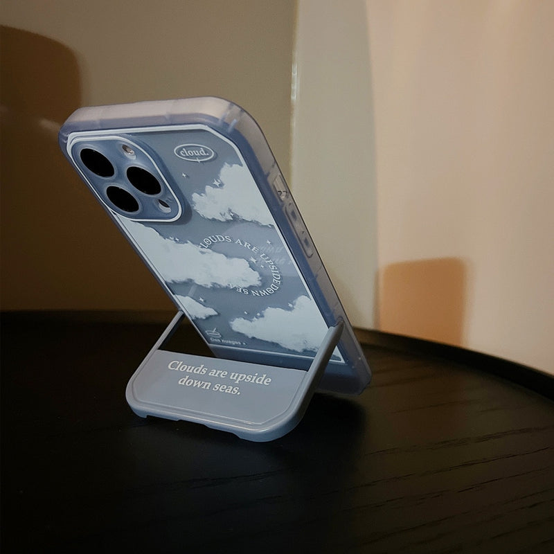 Clear sky Bracket Phone Case For iPhone 13 12 11 Pro Xs Max X Xr 7 8 Plus Se2 Se3 Soft Silicone Stand Holder Cover Funda