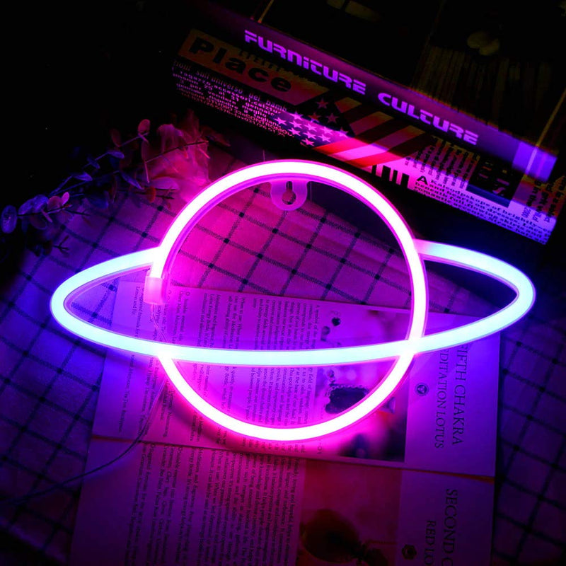 Planet LED Lights Neon Light Sign Bedroom Decor Neon Sign Night Lamp for Rooms Wall Art Bar Party USB or Battery Powered