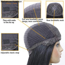 Short Straight Hair Bob Wigs Brazilian Human Hair Wig With Bangs Remy Full Machine Made Wig for Women Non Lace Glueless Bob Wig