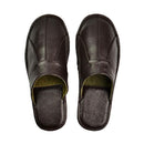 Luxury Cow Split Leather Handmade Men Home Slippers Slip On Soft Comfortable Black Brown Bedroom Indoor Flat Men Shoes