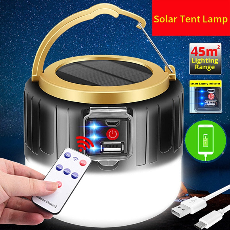 LED Tent Night Light Handle Camping USB Rechargeable Bulb Outdoor