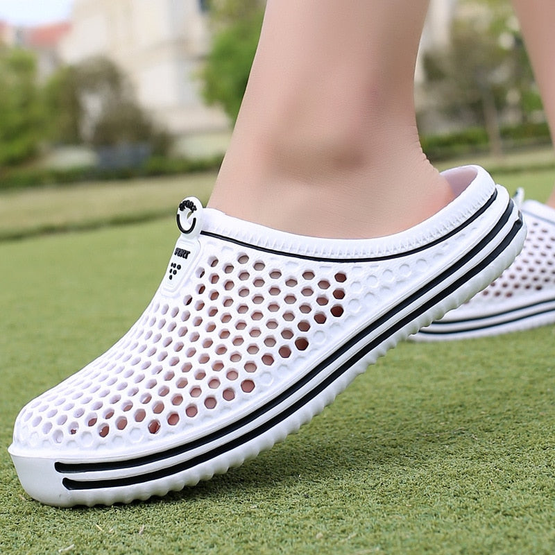 Sandals Beach Wading Shoes Lovers Breathable Men Net Surfaced Beach Shoes Lazy Bird Nest White Slippers