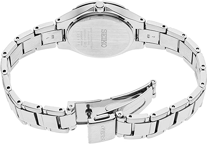 Seiko Women's Japanese Quartz Dress Watch with Stainless Steel Strap, Silver, 5 (Model: SUR413)