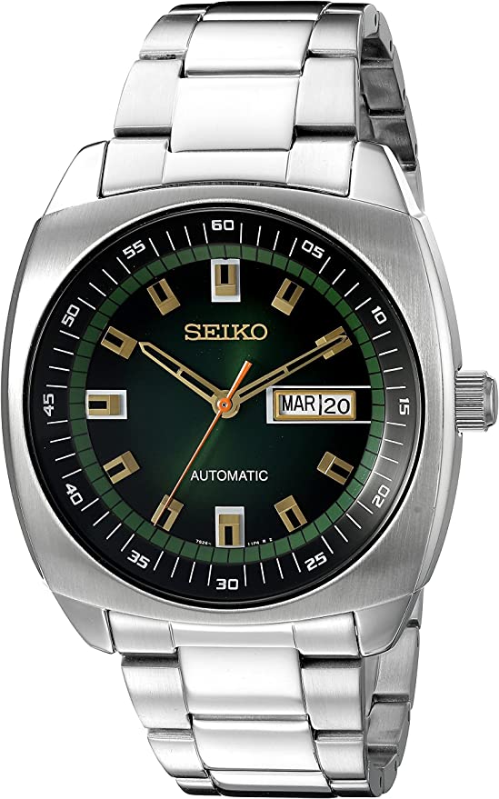 Seiko Men's SNKM97 Analog Green Dial Automatic Silver Stainless Steel Watch