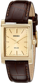 Seiko Men's SUP896 Gold-Tone and Brown Leather Solar-Power Dress Watch