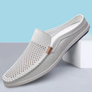 Half Shoes For Men Leather Driving Casual Shoes Backless Men's Loafers Slippers Mules Sandals Slip-On Flats Slides
