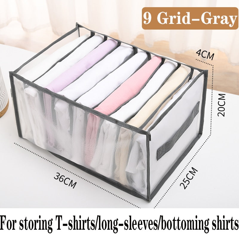 Kyoffiie Foldable Portable Storage Box Jeans Compartment Storage Box Closet  Organizer Storage Boxes with Small 7 Grids 