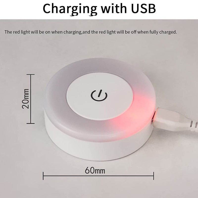 LED Touch Sensor Night Lights 3 Modes USB Rechargeable Magnetic Base W