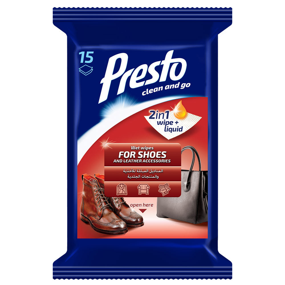 Presto Clean And Go Shoe Wipe x15